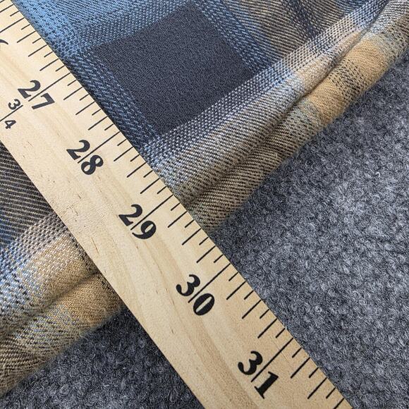 CQR Shirt Jacket Mens Small Blue Yellow Plaid Sherpa Lined Flannel Heavyweight - Picture 8 of 16